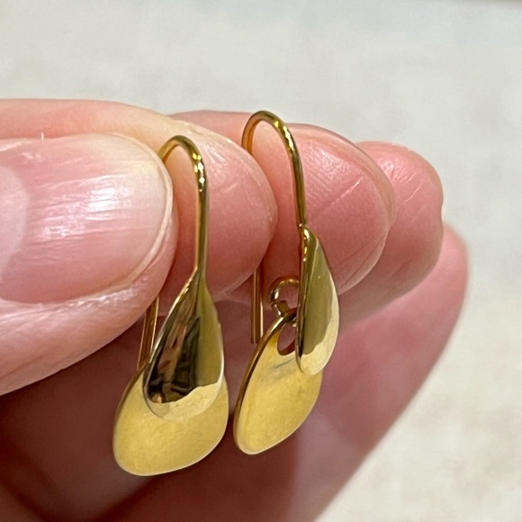 Dainty Gold Teardrop Earrings - Picture 3 of 4